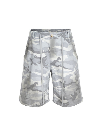 Drawstring Camouflage Cargo Shorts 