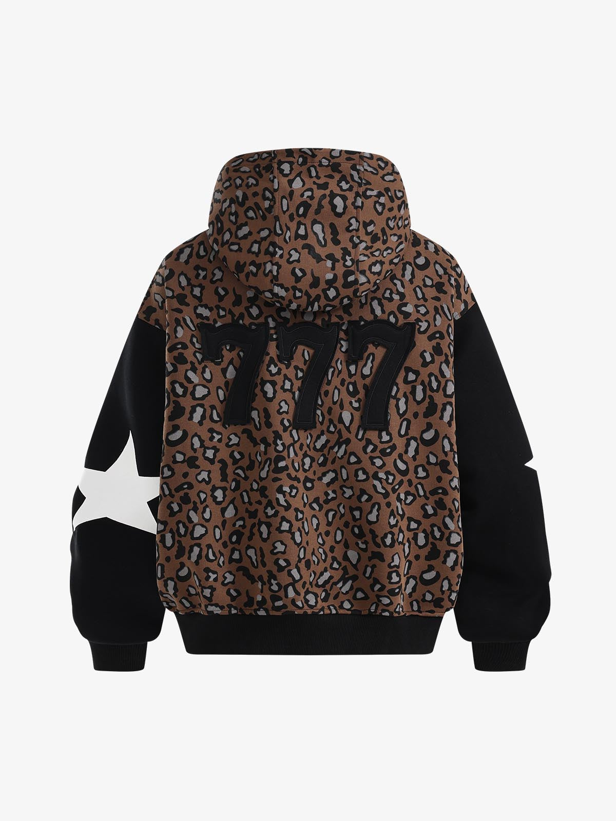 Leopard Patchwork Zip-Up Hoodie