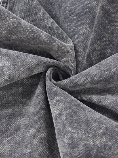 Vintage Acid-Washed Multi-Pocket Wide-Leg Cargo Barrel Jeans 