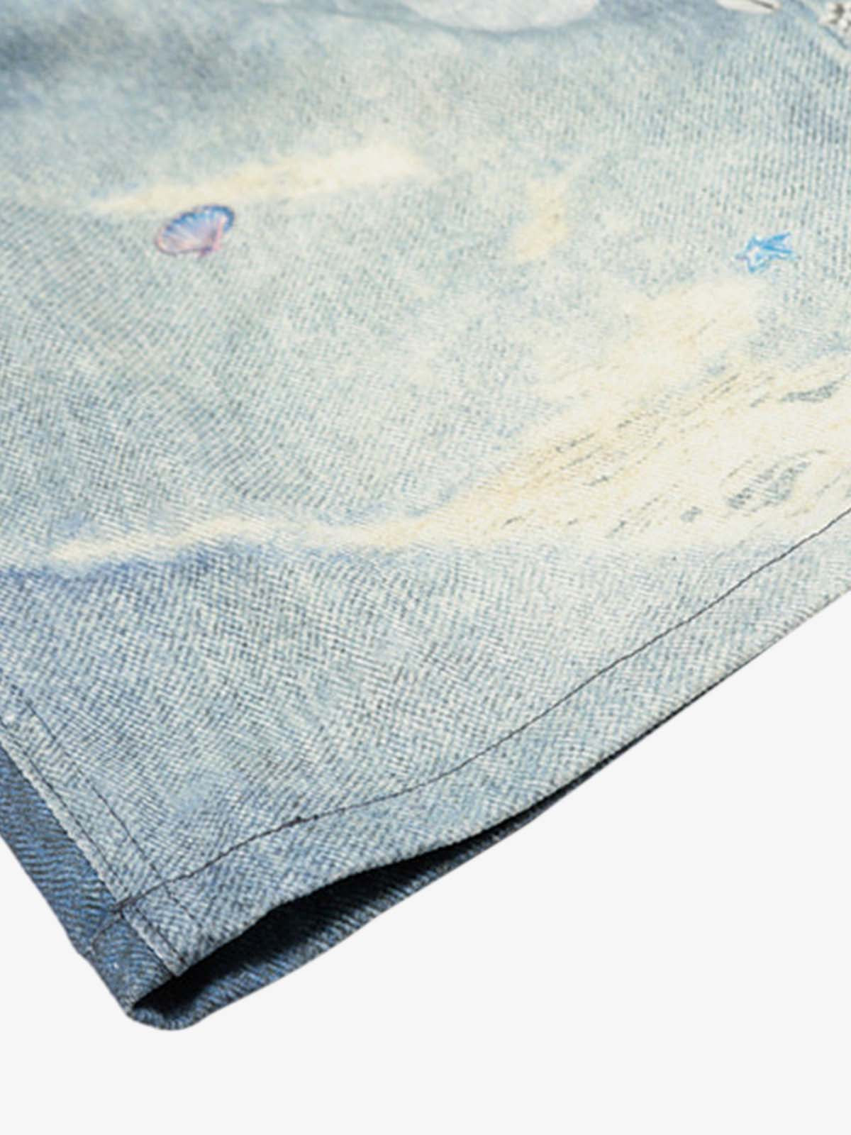Hand-Painted Floral Denim Shorts for Summer Fashion 