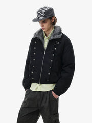 Napoleonic Double-Breasted Peaked-Lapel Padded Coat
