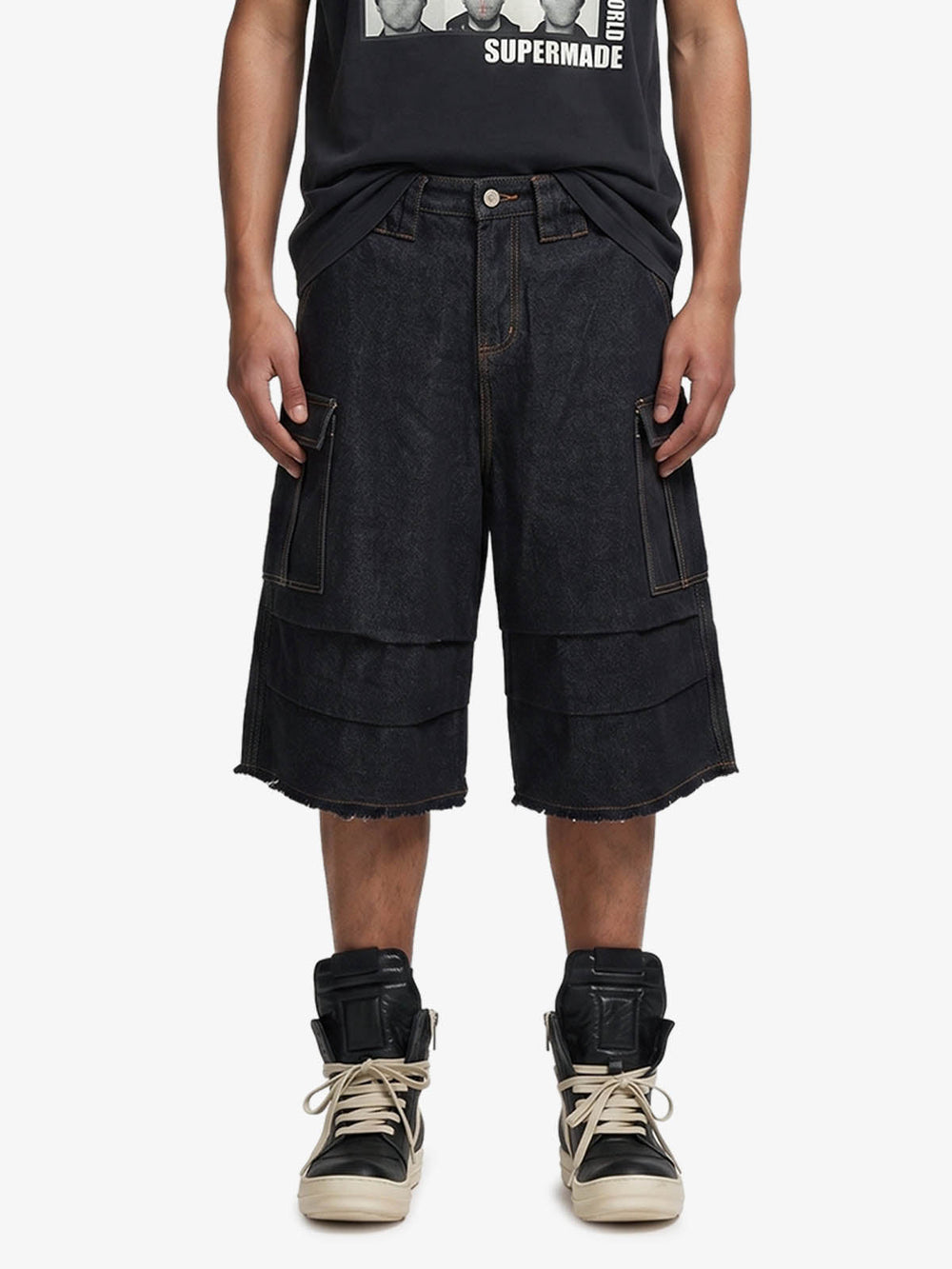 Vintage Contrast Stitch Cargo Shorts 