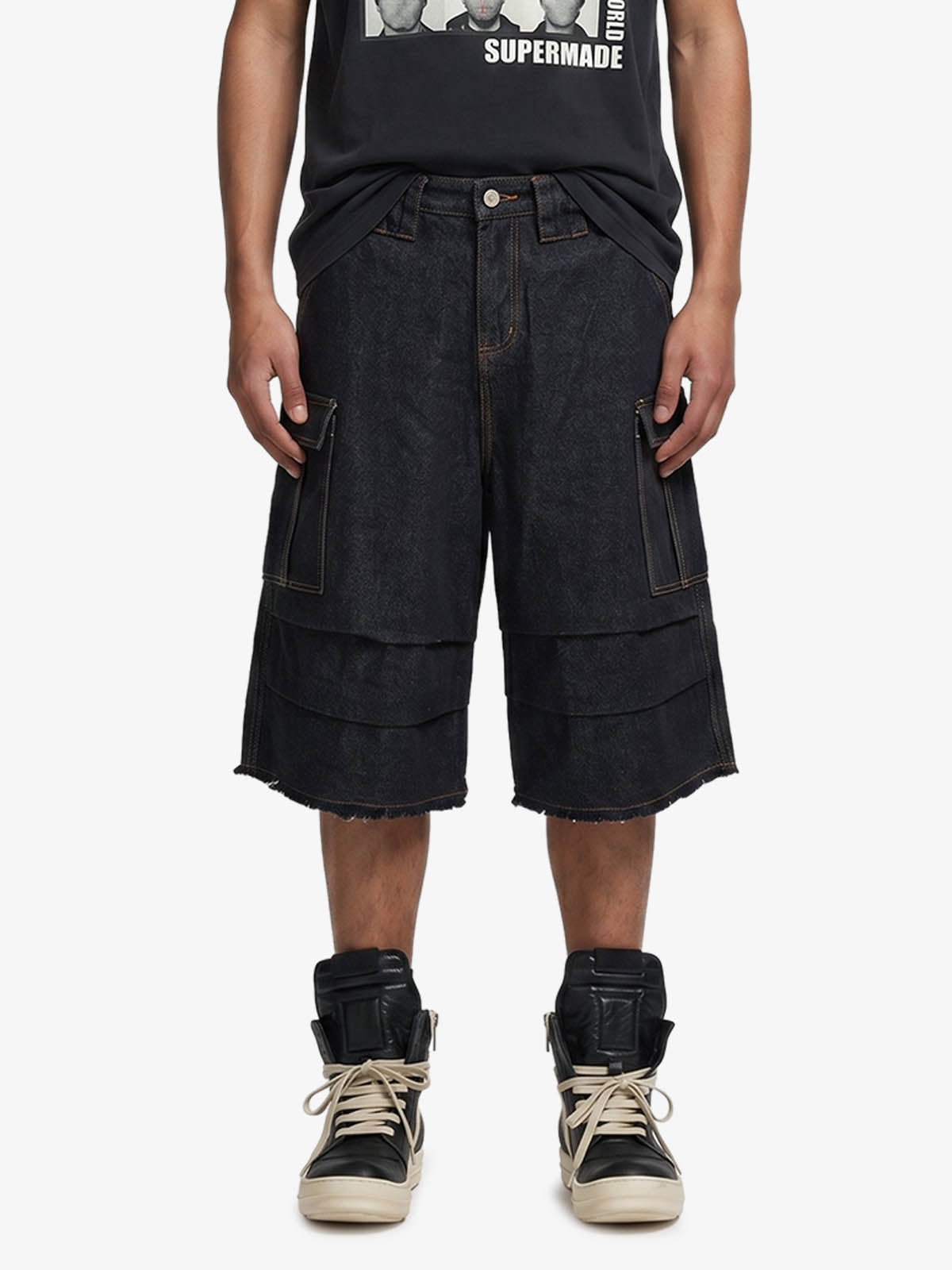 Vintage Contrast Stitch Cargo Shorts