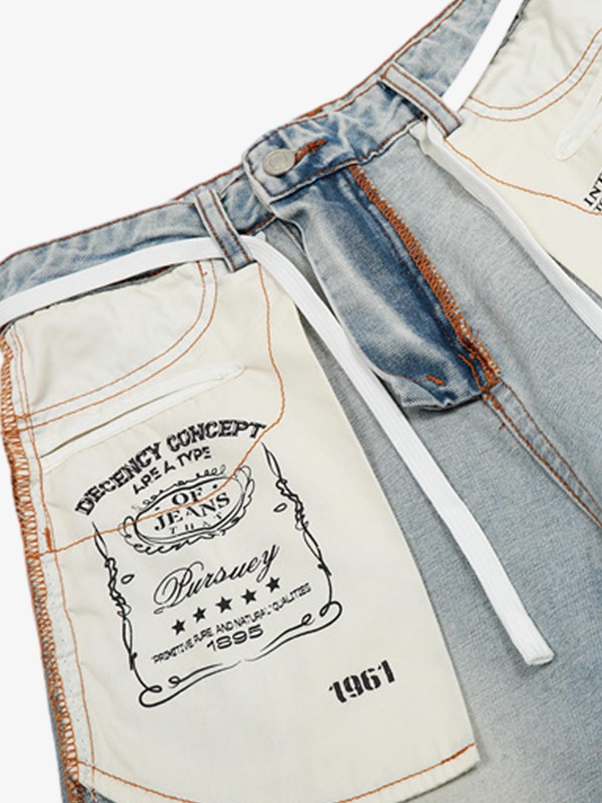 Inside-Out Construction Exposed Seam Wide-Leg Jeans