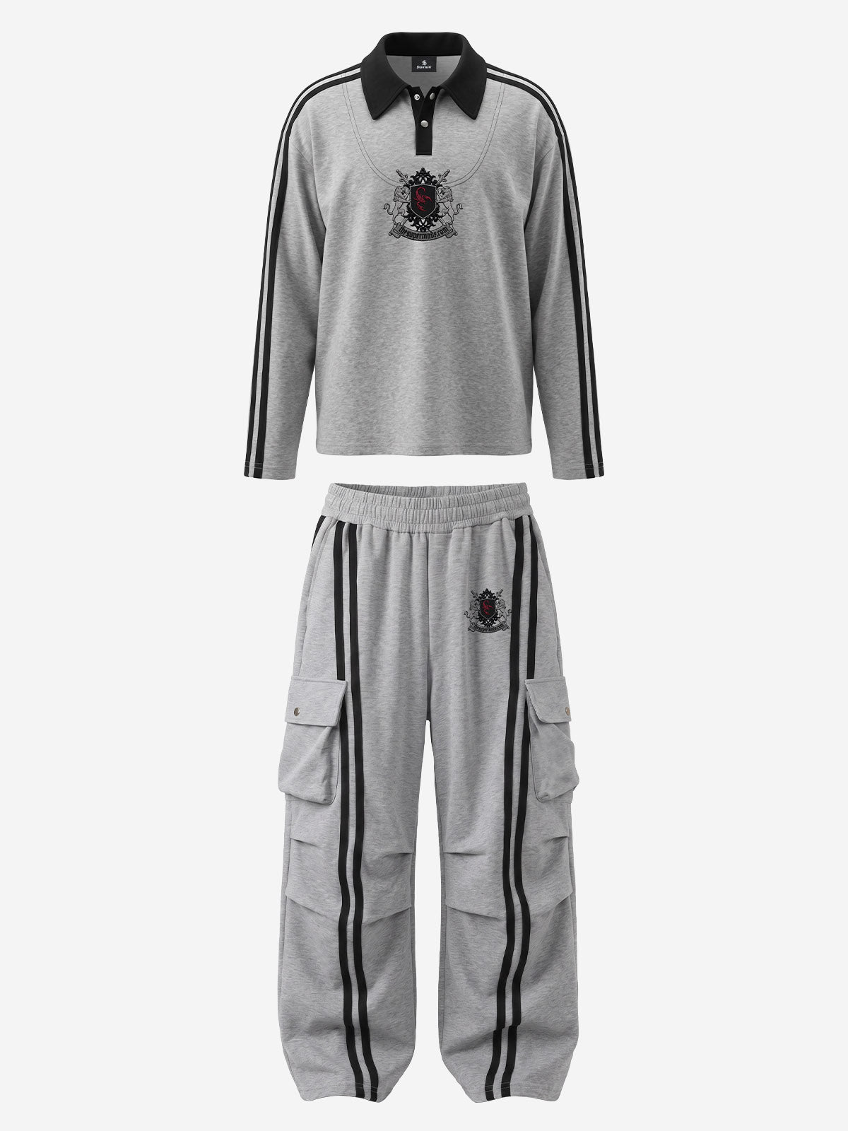 Scorpion Appliqué Color Block Striped Tracksuit