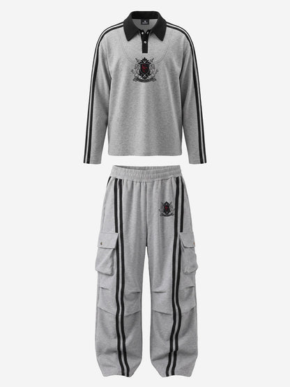 Scorpion Appliqué Color Block Striped Tracksuit