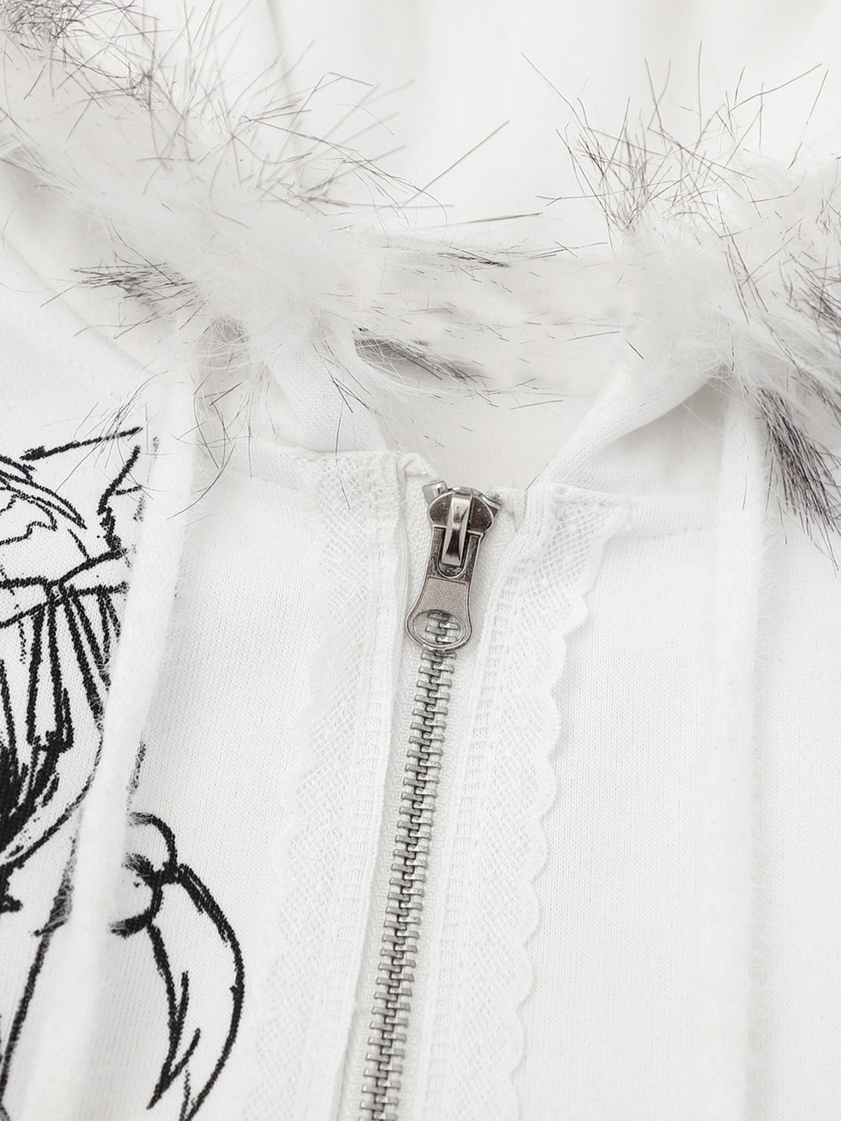 Retro Plush Collar Cartoon Anime Zip-Up Hoodie 