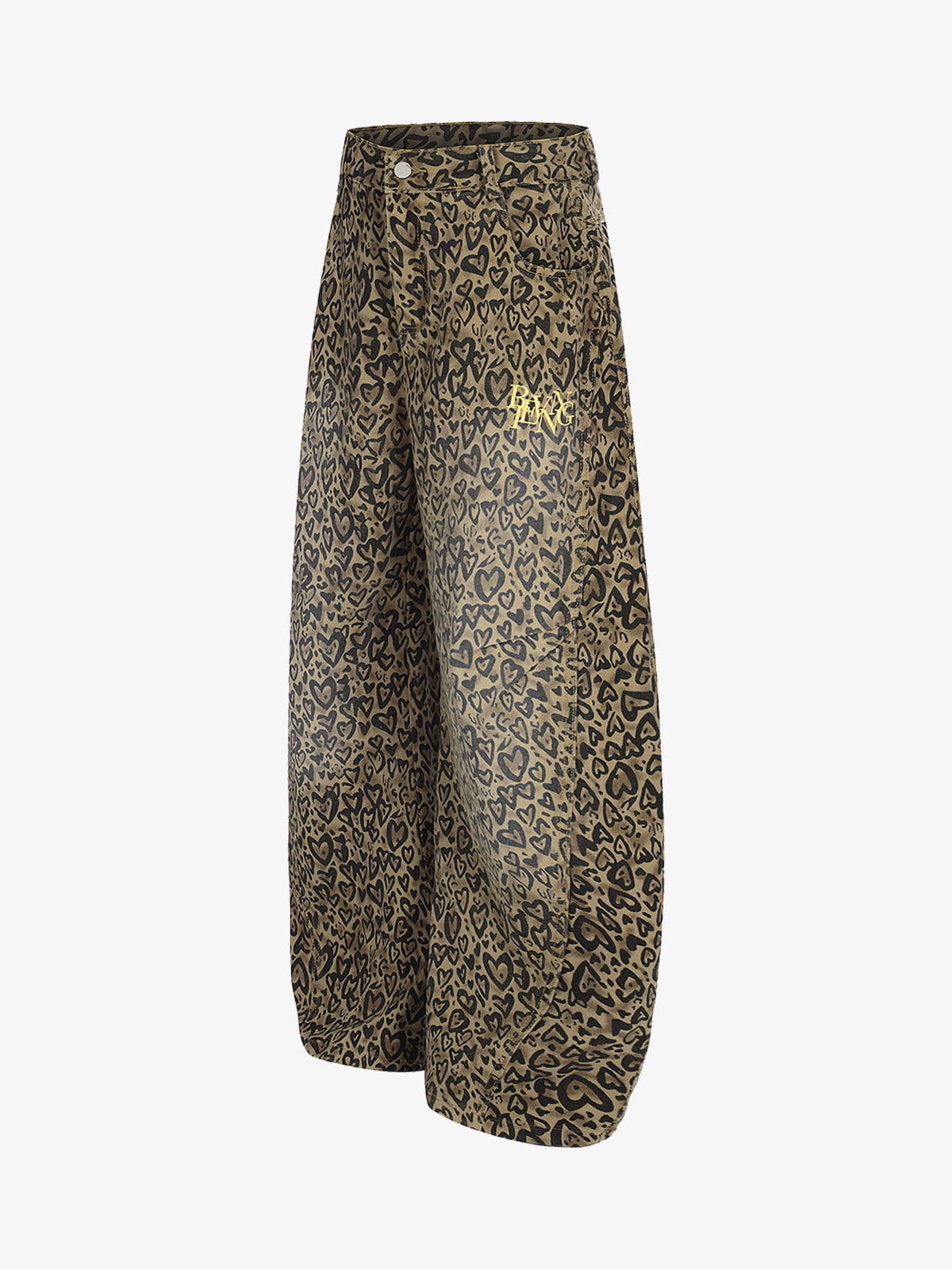 Leopard Heart Print Wide-Leg Pants for Women - Trendy and Stylish Design 