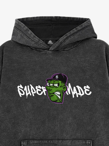 Supermade graffiti design hooded sweatshirt 