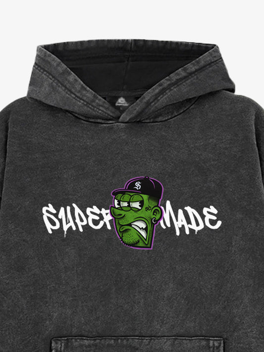 Supermade graffiti design hooded sweatshirt 