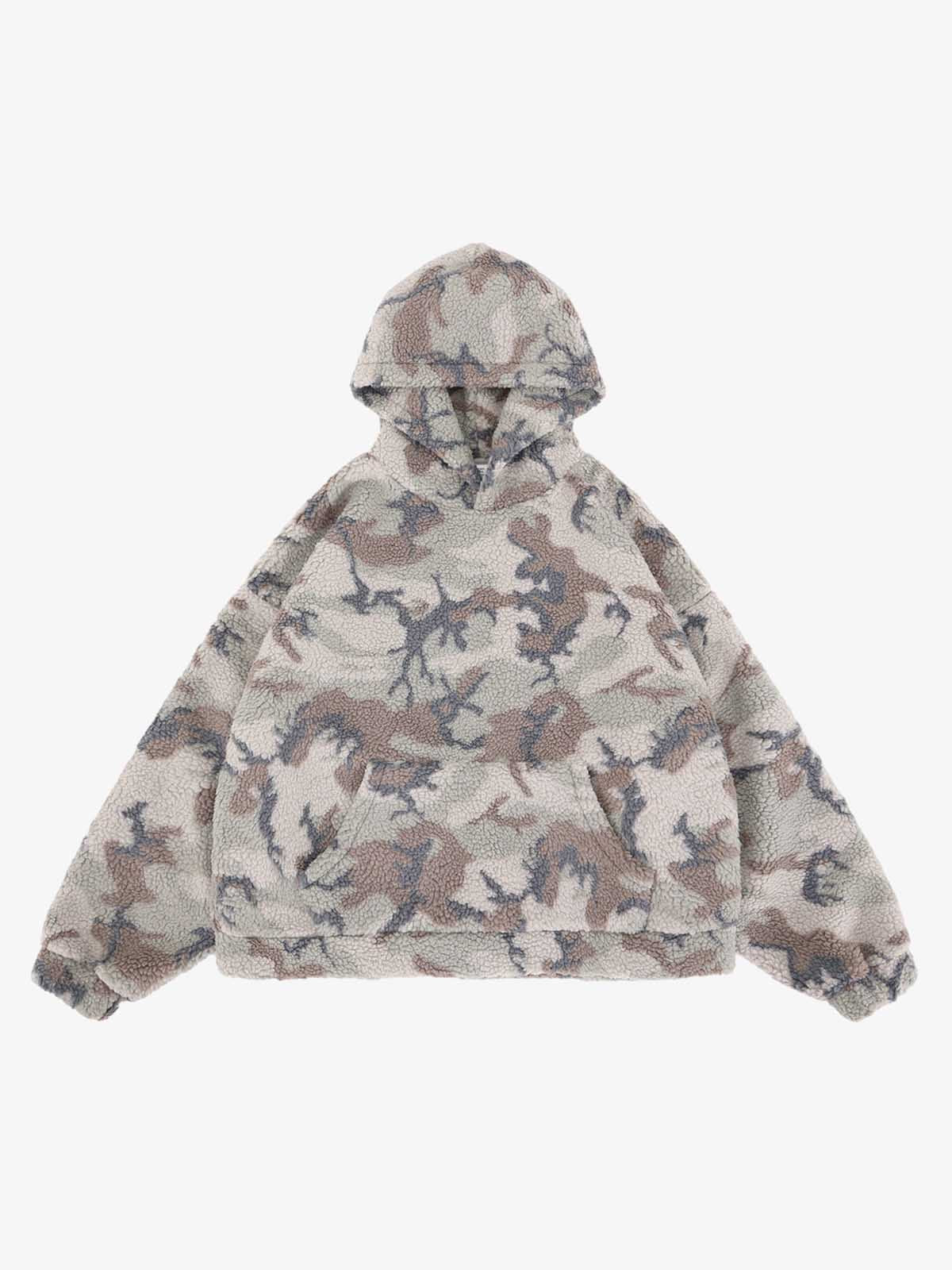 Streetwear Camouflage Fleece Pullover Hoodie 