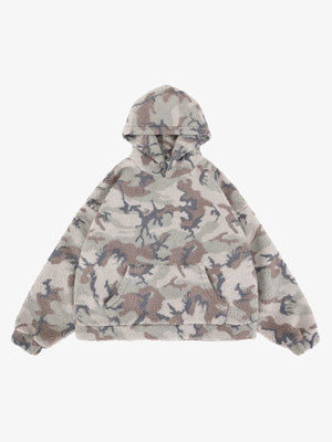Streetwear Camouflage Fleece Pullover Hoodie 