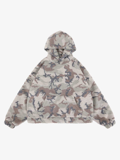 Streetwear Camouflage Fleece Pullover Hoodie 