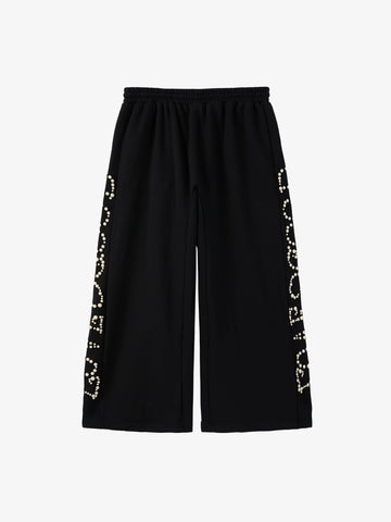 Pearl Embellished Wide-Leg Sweatpants 