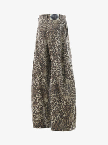 Vintage Leopard Print Cargo Barrel Pants 