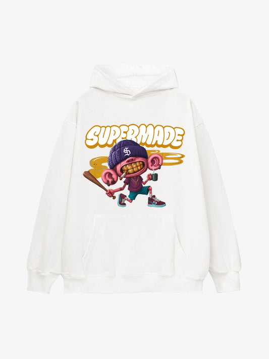 Thesupermade Cartoon Graffiti Font Baseball Trend Boy Hooded Sweatshirt 