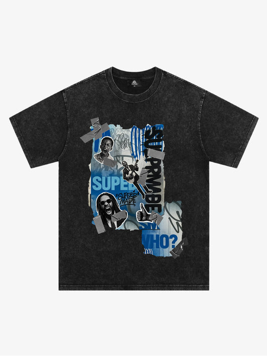 Supermade Trendy Retro Hip-Hop Character T-Shirt 