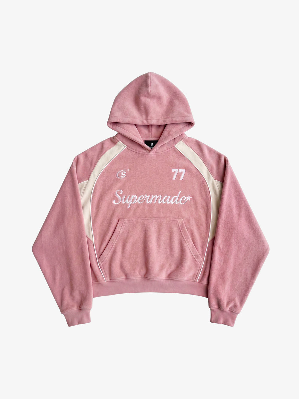 Letter Embroidered Color Block Suede Sweatshirt
