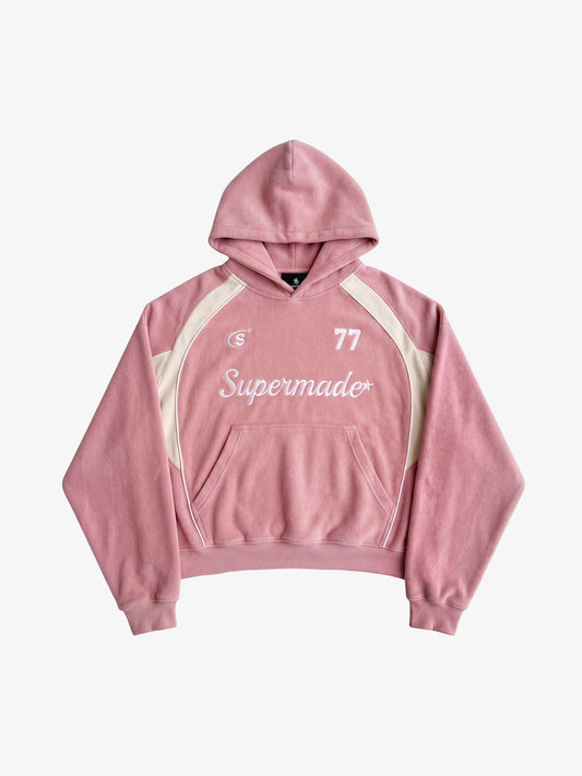 Letter Embroidered Color Block Suede Sweatshirt