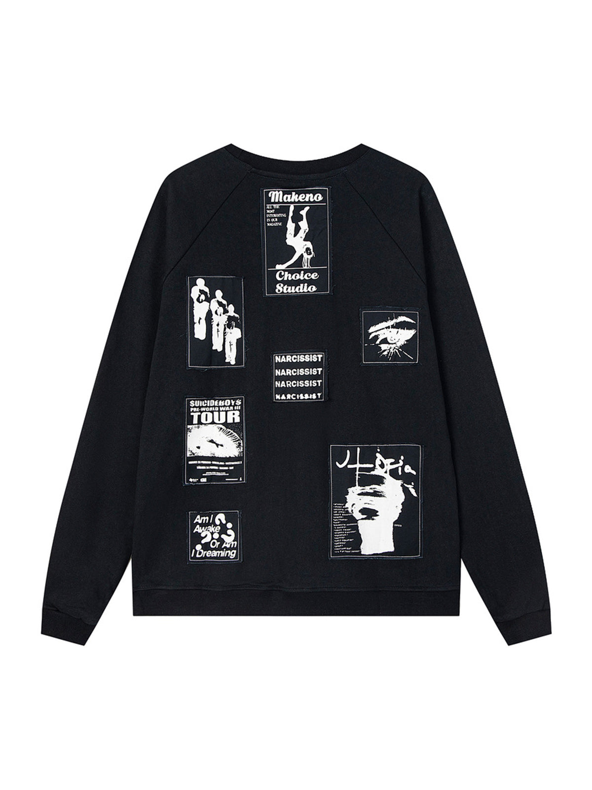 Retro Applique Embroidery Printed Long Sleeve T-Shirt