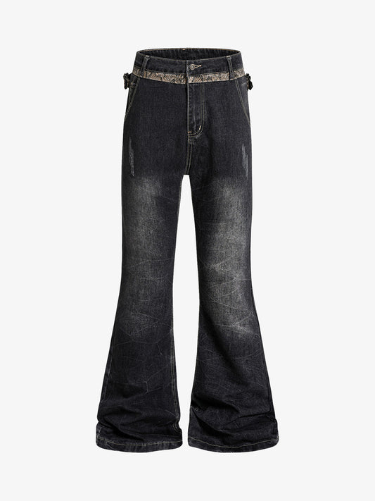 Snake Waist Flared Denim Jeans