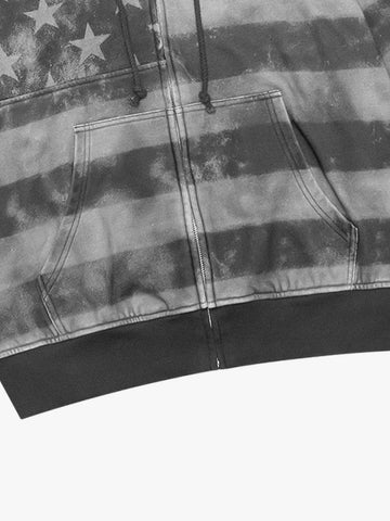 Distressed Star Stripe Hooded Cardigan Set