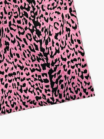 Cyber Punk Leopard Print Camp Collar Boxy Shirt 