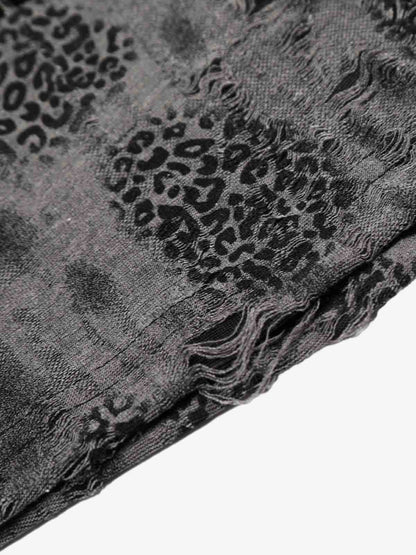 Glossy Cross Leopard Slim Fit Distressed T-Shirt 