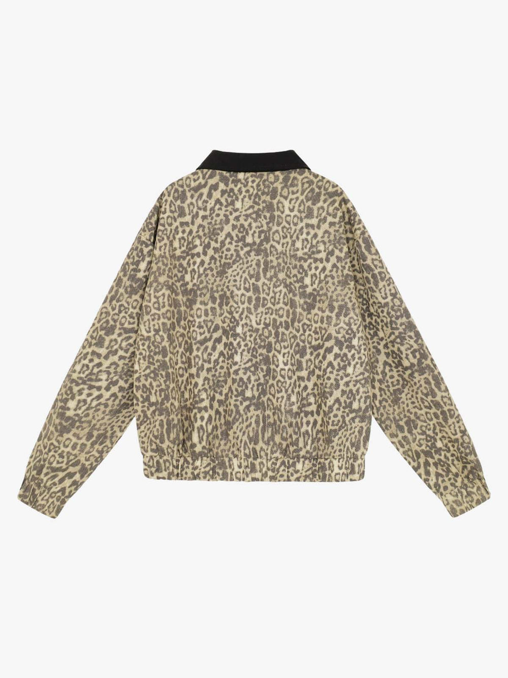 Leopard Embroidered Pocket Color Block Denim Jacket