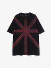 Black Cotton T-Shirt with Red Gradient Panel