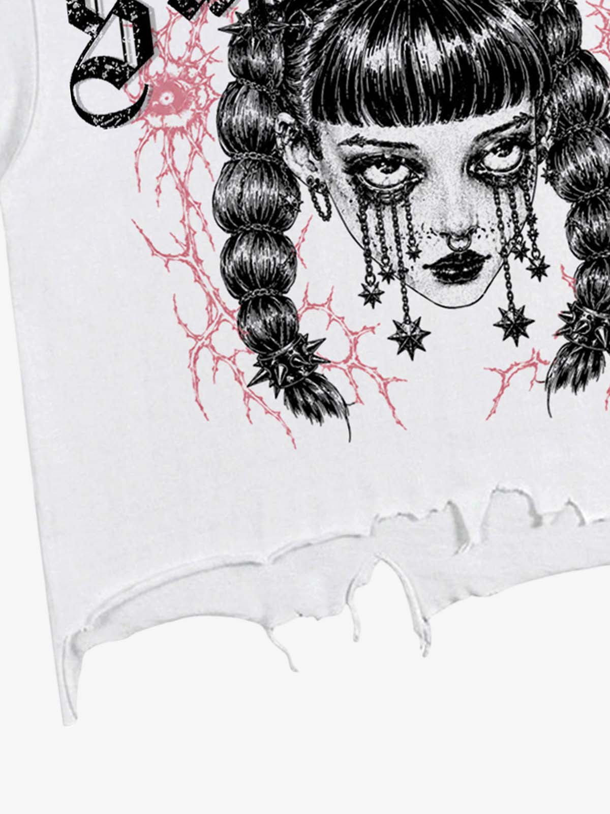 Camiseta corta de algodón con bajo sin rematar