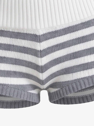 Scorpion Embroidered Off-Shoulder Striped Knit Set
