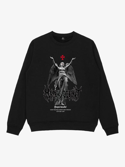 Gothic Angel Graphic Sweatshirt - Perfect for Edgy Streetwear Enthusiasts 