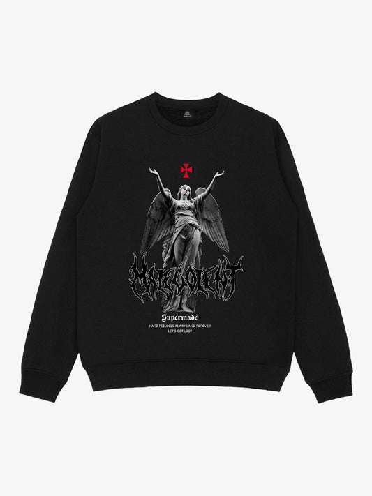 Gothic Angel Graphic Sweatshirt - Perfect for Edgy Streetwear Enthusiasts 