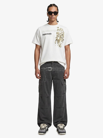 Vintage Belt Print Cargo Pants