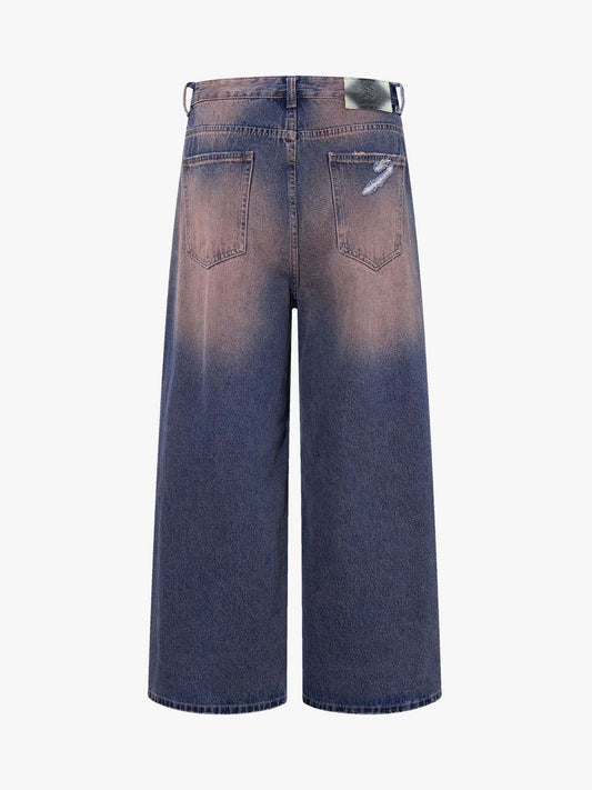 Slash Distressed Washed Denim Jeans 