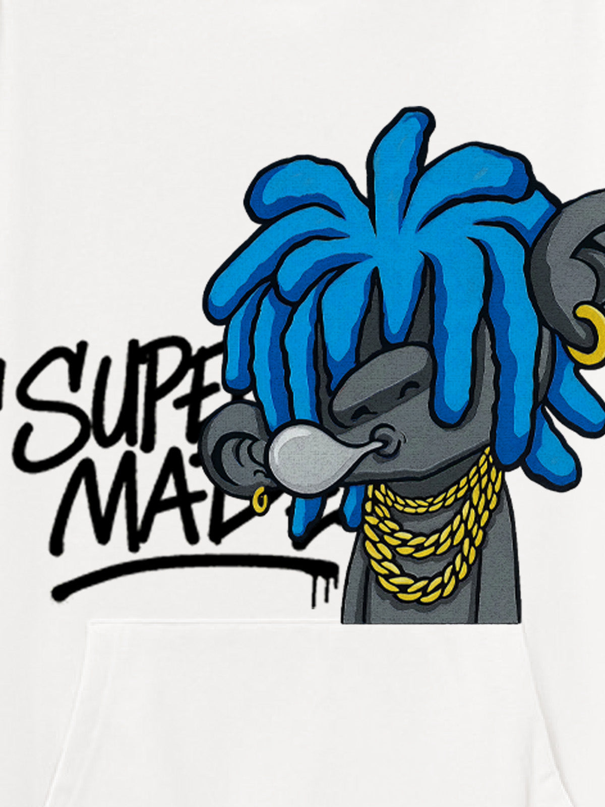 Thesupermade Graffiti Cartoon Blue Dreadlocks Boy Hooded Sweatshirt 