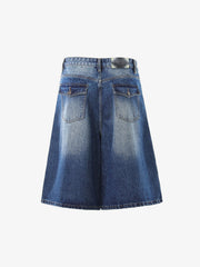 Panel Stitch Wide Leg Denim Jorts 