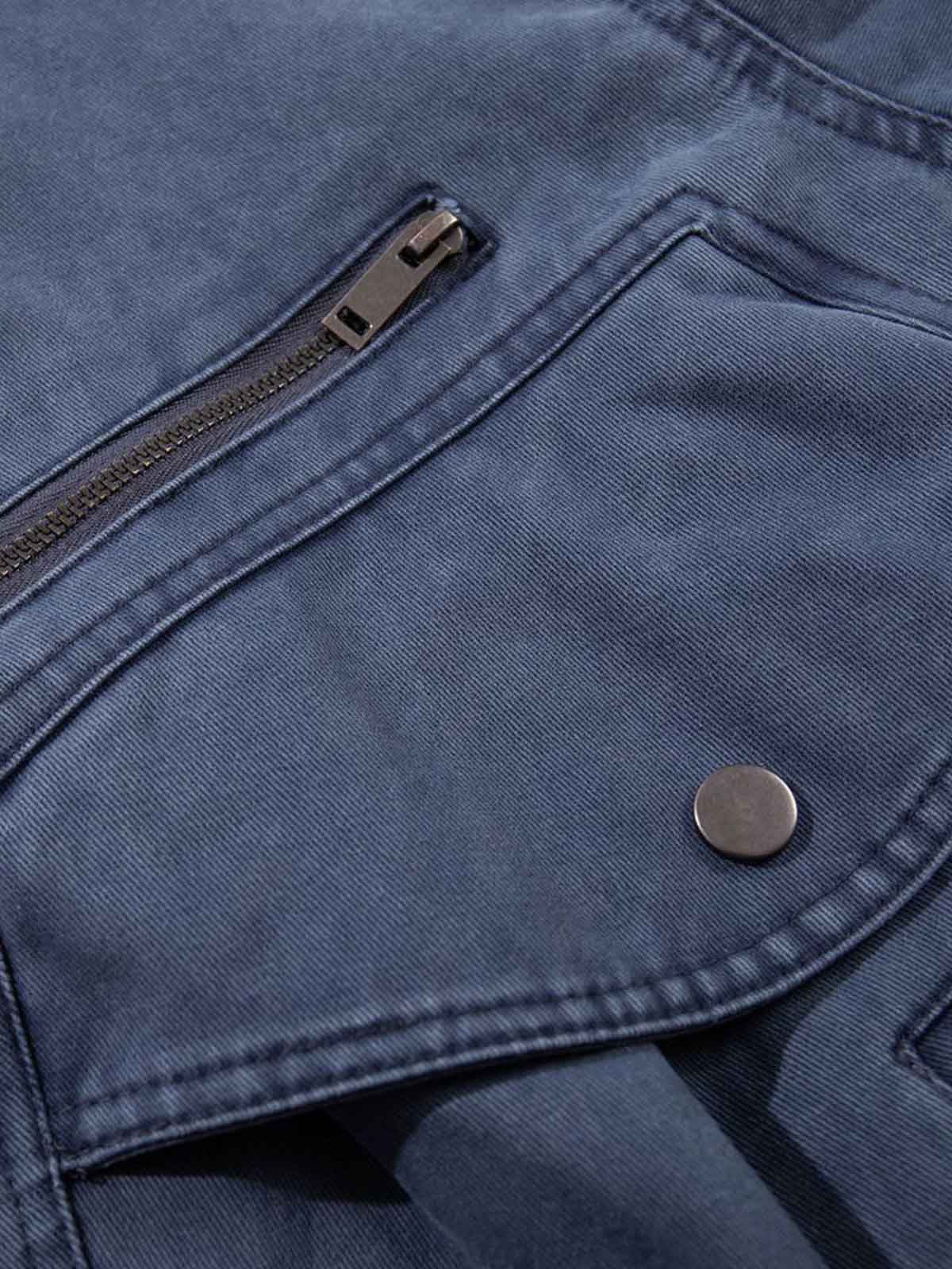 Metal Buckle Loose-Fit Denim Jacket