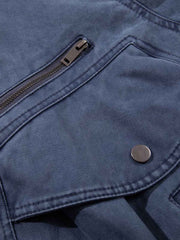 Metal Buckle Loose-Fit Denim Jacket