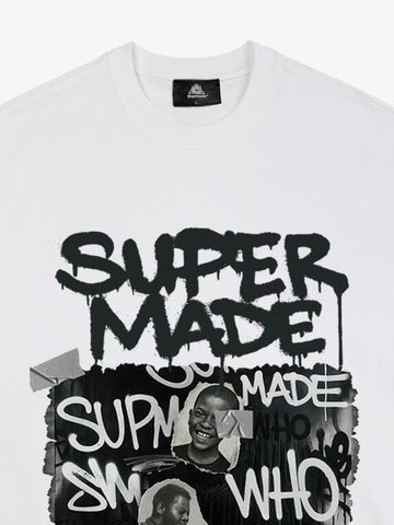 Streetwear Graffiti Character Collage Graphic T-Shirt 