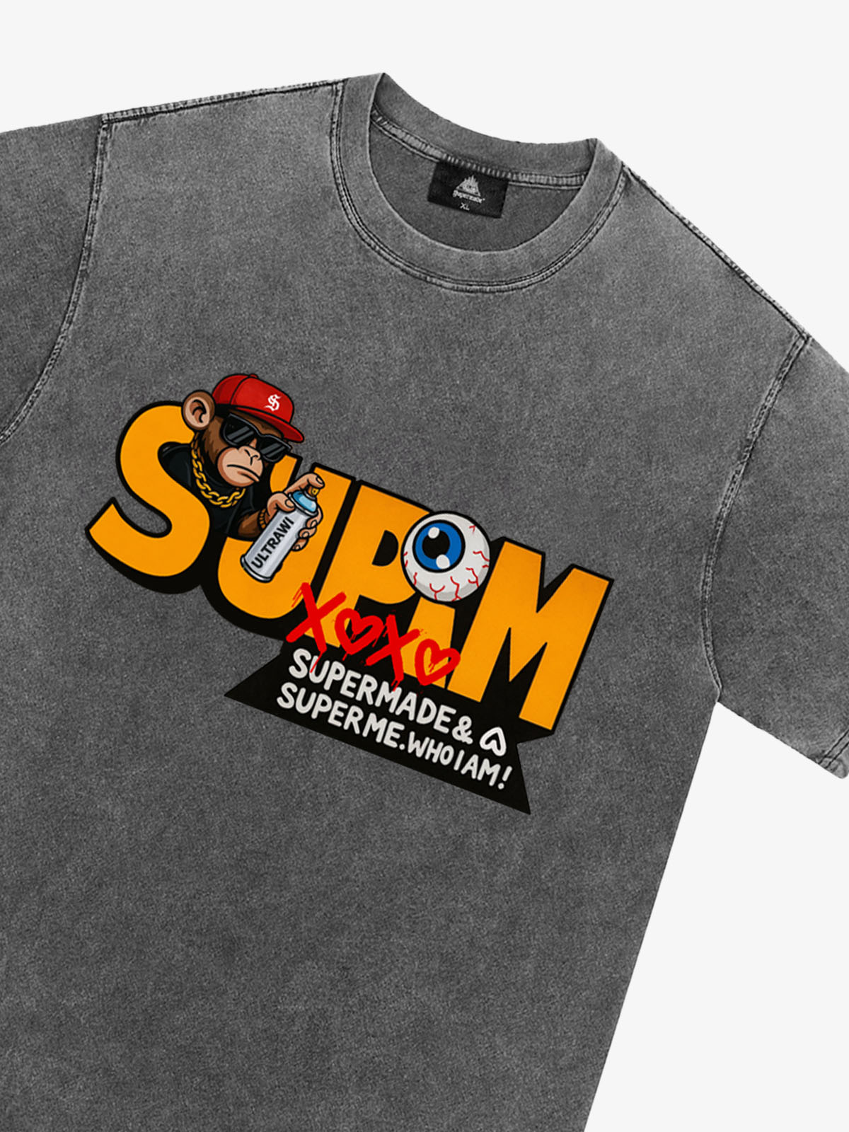 Supermade Trendy Hip-Hop Monkey Graffiti Font T-Shirt 