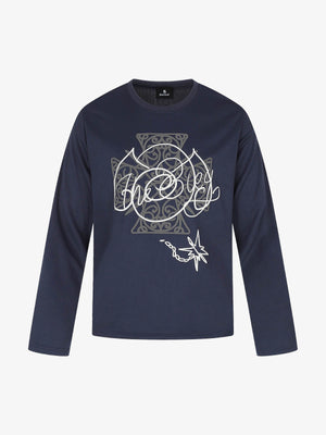 Street Style Cross Print Long-Sleeve T-Shirt