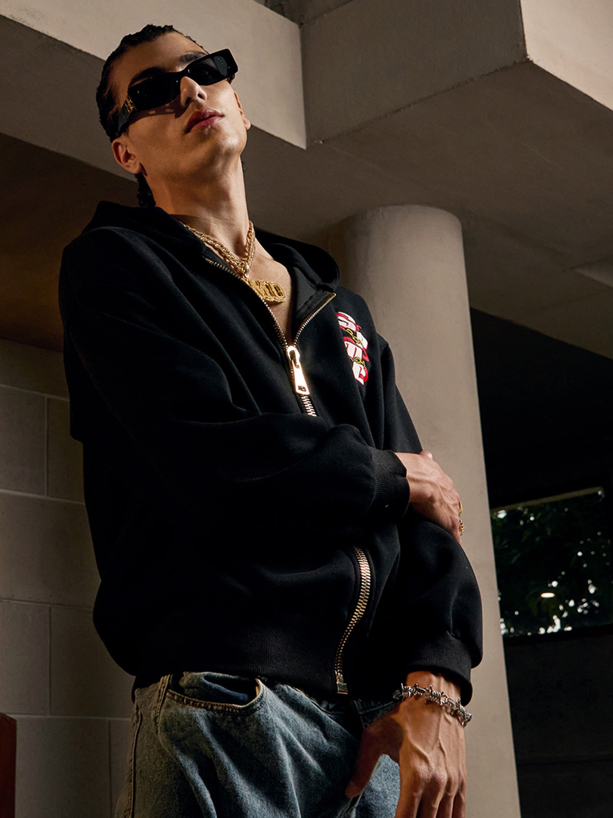 Original Embroidered Zip Up Hoodie 