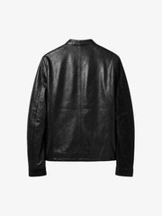 Color Block Striped Faux Leather Biker Jacket