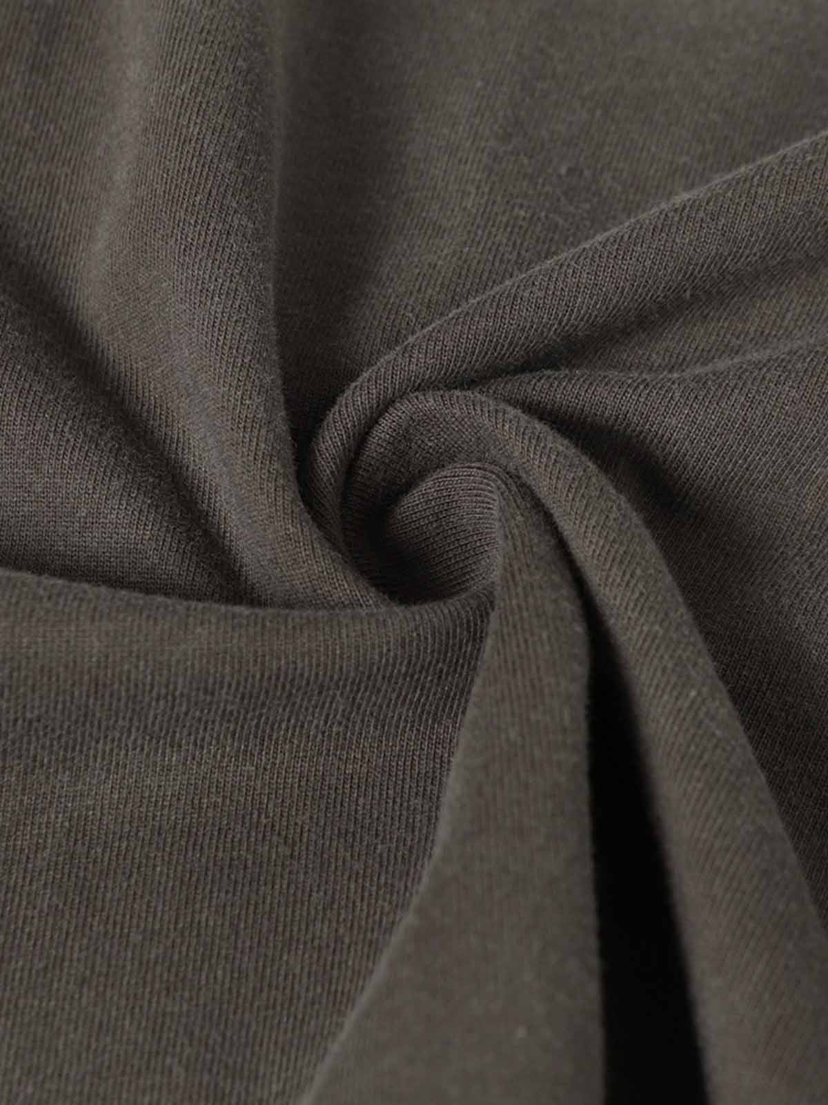 Faux Suede Oversized Short Sleeve T-Shirt with Ribbed Trim and Panel Design 