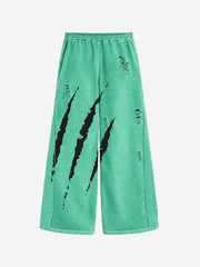 Claw Scratch Distressed Wide-Leg Baggy Sweatpants