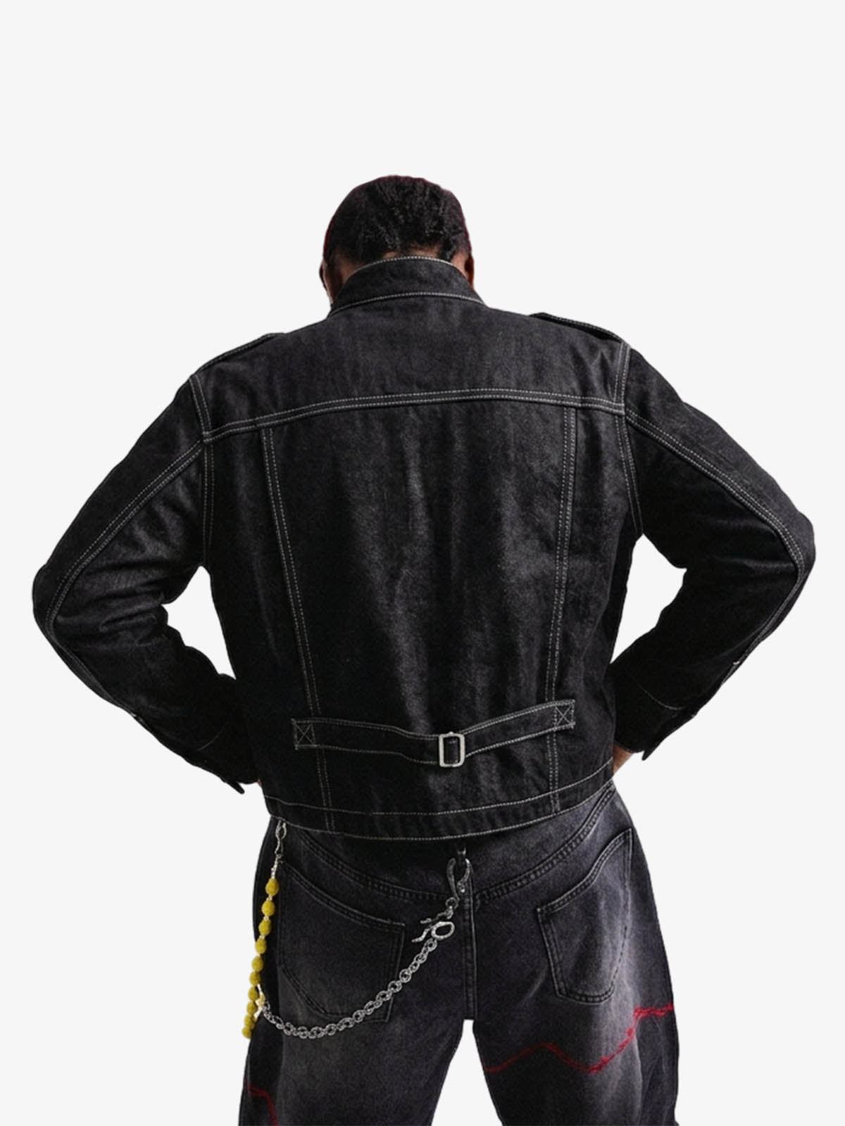 Vintage Militär-Jeansjacke mit silbernen Knöpfen