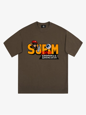 SUPM Trendy Hip-Hop Monkey Graffiti Font T-Shirt 