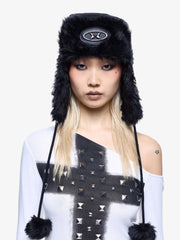 Studded Faux Fur Trapper Hat